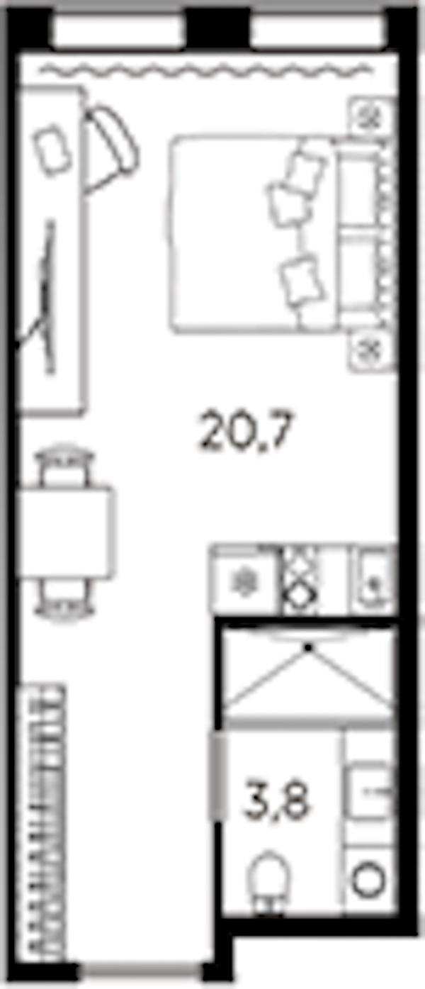Квартира студия 24.5 м², 12/13 эт., ЖК «AVENIR Industrial»